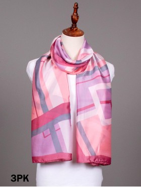 Color Plaid Design Silk Scarf 